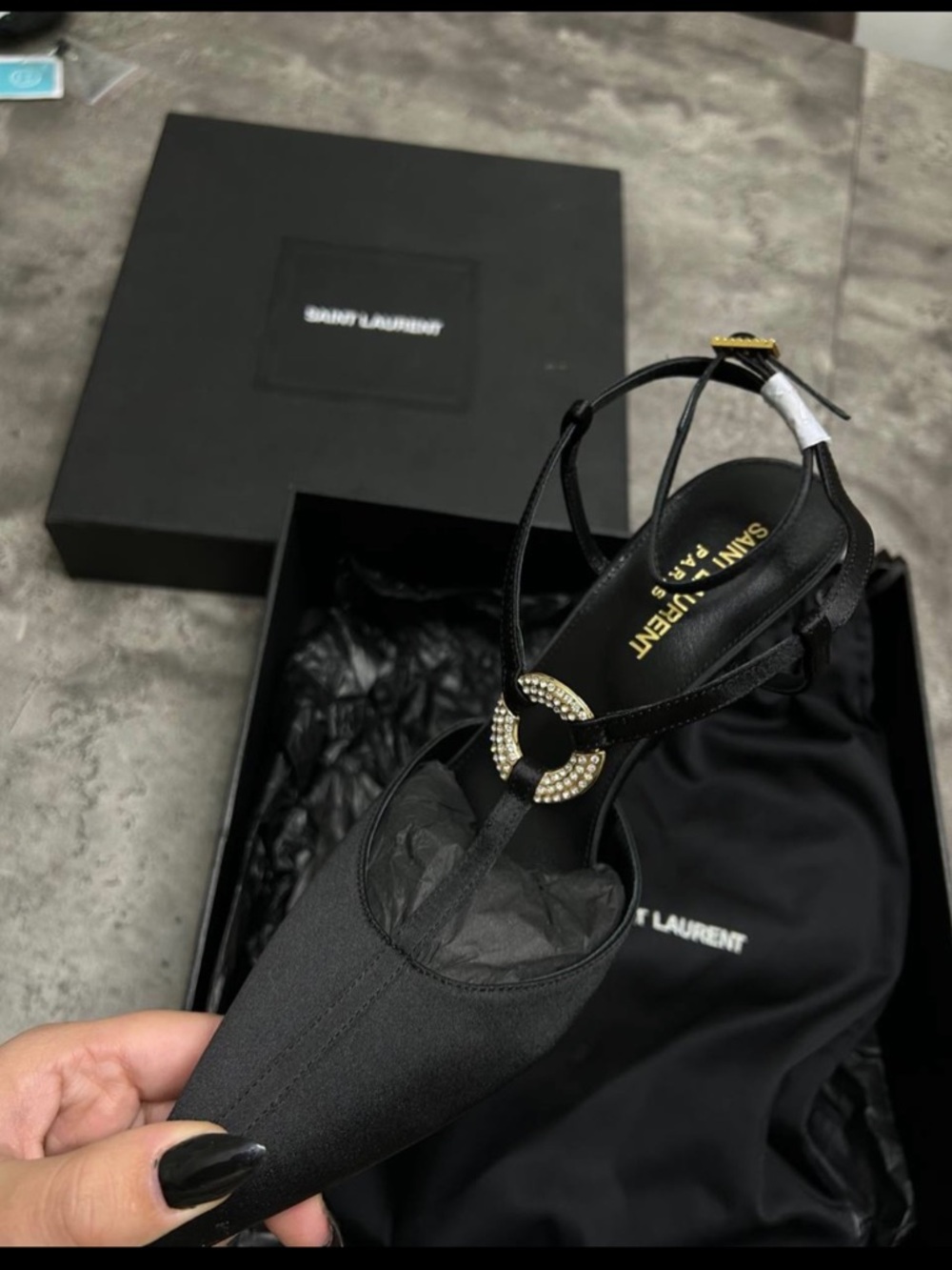 Saint Laurent Luna 105 Satin Slingback Pump Women's Black size 38
